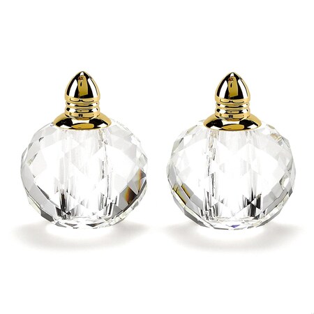 Homeroots Handcrafted Optical Crystal, Gold Rounded Salt & Pepper Shakers 376098